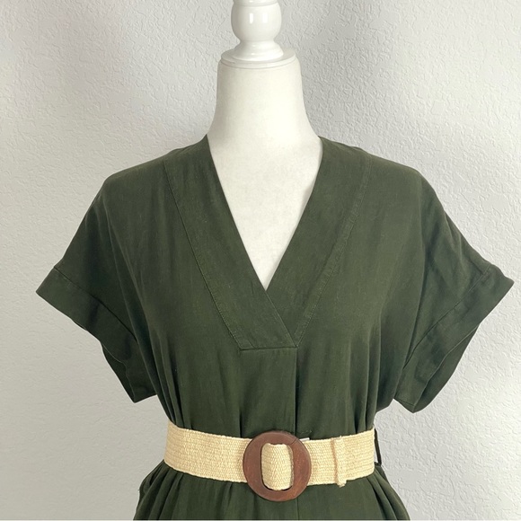 NWOT Zara Linen Blend Tunic Midi Dress Size XS - Picture 5 of 10